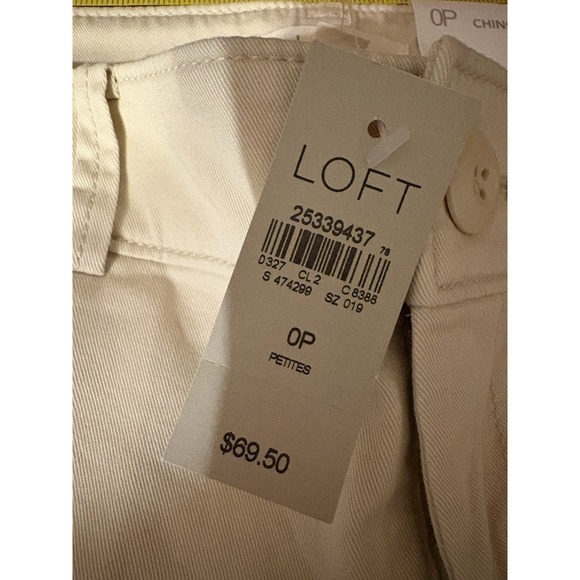 LOFT Cropped Pants Womens 0P Beige Red Side Stripe Raw Hem Ankle - Picture 4 of 13